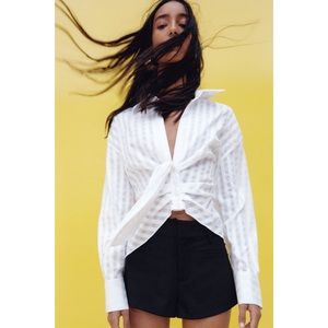 Draped tied collared shirt ZARA